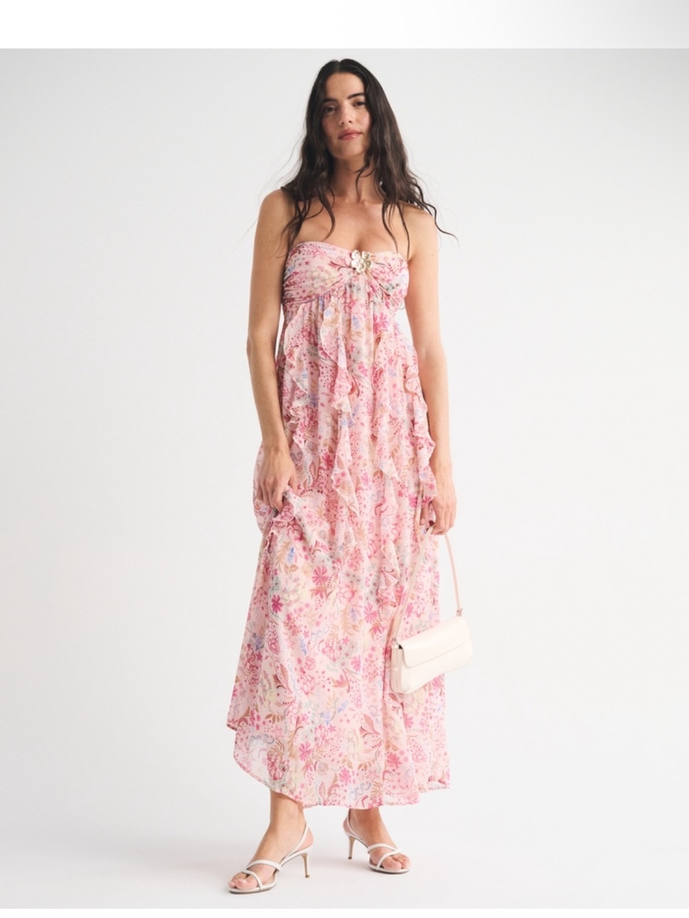 Abercrombie & Finch bra free Pink Floral Maxi Dress